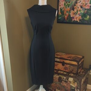 Connected Apparel Black Sleeveless Cowl Neck Sheath Dress